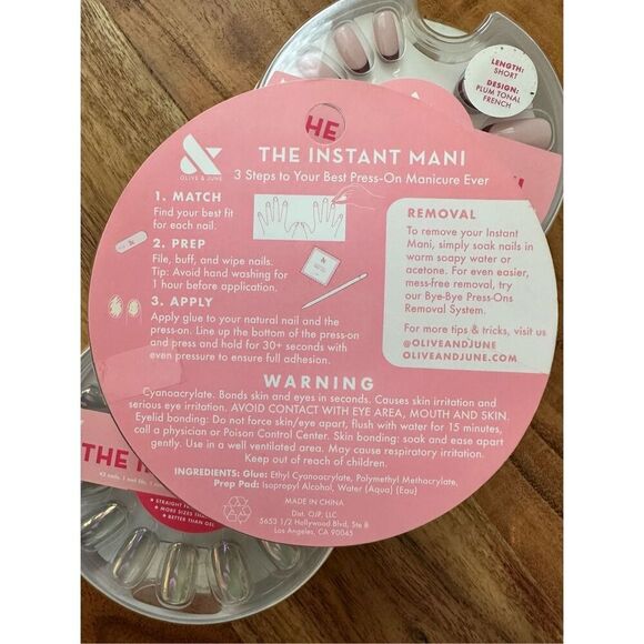 Olive & June The Instant Mani 3 Pack of Press on Nails New Short and Extra Short - Picture 2 of 3